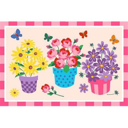 LA RUG, FUN RUGS LA Rug OLK-014 3958 Olive Kids Collection - Blossoms & Butterflies Rug - 39 x 58 Inch OLK-014 3958